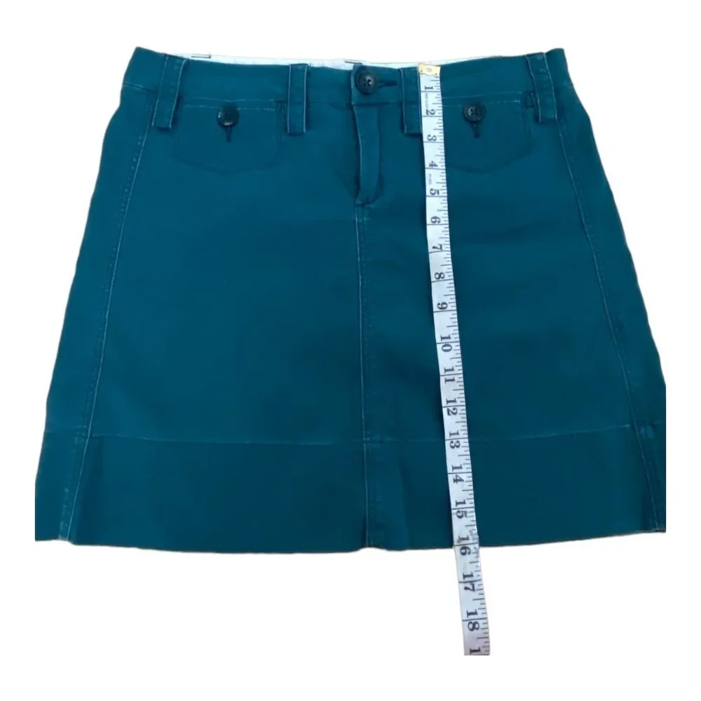 Anthropologie Paperboy Dark Teal Turquoise Skirt 4 Cotton Stretch - Picture 7 of 8